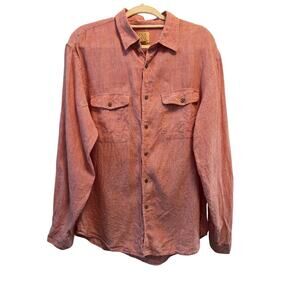 100% Linen Jos. A Banks Mens‎  Large button up shirt resort casual coastal
